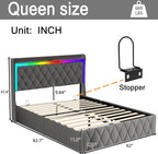 Modern Multi-Color LED Light Queen Bed Frame - Image 2