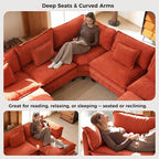 ELUCHANG 114" Oversized V-Shaped Cloud Couch Modular Sectional Sofa - Image 7