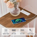 HOOBRO Side Table with Charging Station, Nightstand with 2-Layer Storage Shelves - Image 7