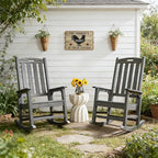 Psilvam Outdoor Rocking Chair Set of 2, Poly Lumber Oversized Rocking Chair - Image 2
