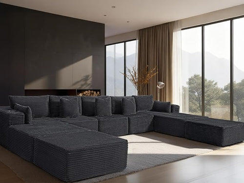 168" Cloud Sectional Couch, Comfort U Shaped Sofa by VYUXWO