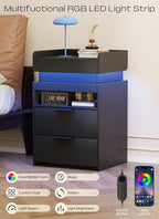 Turosur LED Night Stand with Gun Drawer, Smart Nightstand with Hidden Charging - Image 5