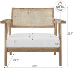 BELLEZE Mid Century Modern Rattan Chair Accent Natural Wood Armchair - Image 2