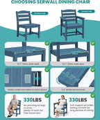 SERWALL HDPE Dining Set for 6: 1 Umbrella Hole Table, 4 Armless + 2 Armchairs. - Image 6