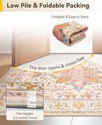 RELEANY Area Rugs Square 4ft Washable Non-Slip, Floral Vintage Distress Print - Image 4