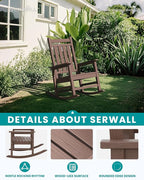 SERWALL Oversized Outdoor Rocking Chair Set of 2, HDPE Rocker - Image 3