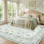 RELEANY Area Rugs 8'x10' Washable Non-Slip, Floral Vintage Distress Print - Image 2
