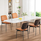 REONEY Dining Chairs Set of 2, Mid-Century Modern Upholstered PU Leather Chairs - Image 4