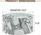 Round Coffee Table, 23.6" Modern Faux Marble Drum Coffee Table, Round Accent - Image 2