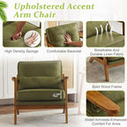 VINGLI Solid Wood Wide Armrests Accent Chair Set of 2, Upholstered Mid Century - Image 5