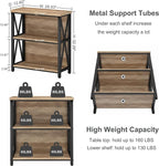 FATORRI Small Bookcase, Wood and Metal Low Short Bookshelf, Industrial Book - Image 2