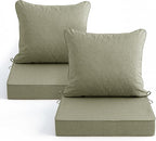 Summsun Water Resistant Outdoor Chair Cushions, Faux Linen Backrest and Seat by SUMMSUN