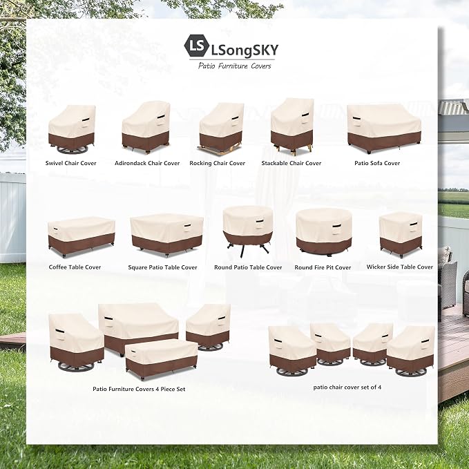 Patio 3-Seater Sofa Cover, Outdoor Couch Cover Fits up to 79W x 37D x 35H Inches - Image 2