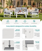 SERWALL 2 Pieces Single Cushioned Lounge Chair, HDPE Outdoor Adirondack Sofa - Image 4