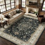 RELEANY Area Rugs 9'x12' Washable Non-Slip, Floral Vintage Distress Print - Image 2