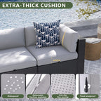 Aoxun 7 Piece Patio Furniture Set, Wicker Rattan Patio Sectional Sofa, Outdoor - Image 5