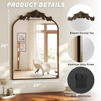 VooBang Vintage Arched Bathroom Mirror, 24x36 Inch Retro Wall Mounted Vanity - Image 4