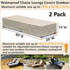 Outdoor Chaise Lounge Cover 2 Pack Patio Lounge Chair Covers Waterproof 600D - Image 2