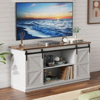 YESHOMY Farmhouse TV Stand for Televisions up to 65 Inches, Sliding Barn Doors by SearchallYESHOMY
