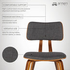 Armen Living Jaguar Dining Chair in Charcoal Fabric and Walnut Wood Finish - Image 3