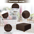 NeColorLife Square Ottoman Cover Jacquard Fabric Slipcover Thick Stretchable - Image 2
