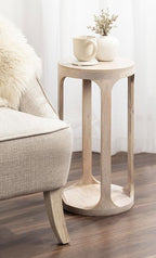 Kate and Laurel Dahl Wooden Round Drink Table; 12 x 23; Whitewash; Transitional - Image 4
