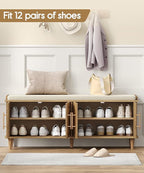Akxomel Rattan Shoe Storage Bench - Image 4