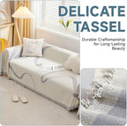 VClife Sofa Couch Cover Washable- Modern White and Gray Striped Jacquard Couch - Image 4