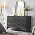 T4TREAM Fluted 6 Drawers Dresser, Curved Profile Design, Dresser TV Stand - Image 3