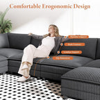 Vesgantti 143" U Shaped Modular Sectional Couch, Comfy Corduroy Upholstered - Image 4