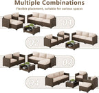 LOUVIXA 7 Piece Outdoor Patio Furniture Set, Rattan Chairs Glass Table Wicker - Image 4