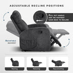 Lexicon Manual Reclining Sofa, Textured Microfiber Recliner Sofa, Wall Hugger - Image 4