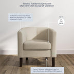 BELLEZE Accent Barrel Chair, Linen Round Club Tub Sofa Corner Chair - Image 3
