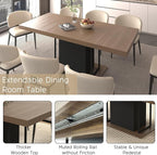 Henf 63"-79" Dining Table Set for 8, 9 Pieces Extendable Dining Table and 8 - Image 3