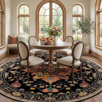 RELEANY Area Rugs Round 8ft Washable Non-Slip, Floral Vintage Distress Print - Image 2