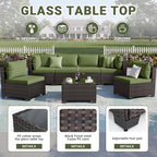 LEVELEVE 7 Pieces Outdoor Patio Furniture Sets, Rattan Conversation Sectional - Image 5