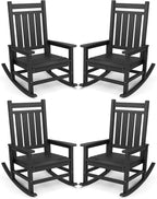SERWALL Oversized Outdoor Rocking Chair Set of 4, HDPE Rocker by SERWALL