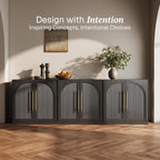 BELLEZE 3 Tier Bookshelf with Double-Arc Door - Image 3