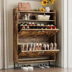 BORNOON Shoe Cabinet with 2 Flip Drawers Narrow Shoe Storage Cabinet Organizer - Image 3