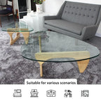 EASYSOUL Modern Glass Coffee Table, 32.68W x 22.44L x 15.75H in, Abstract Round - Image 4