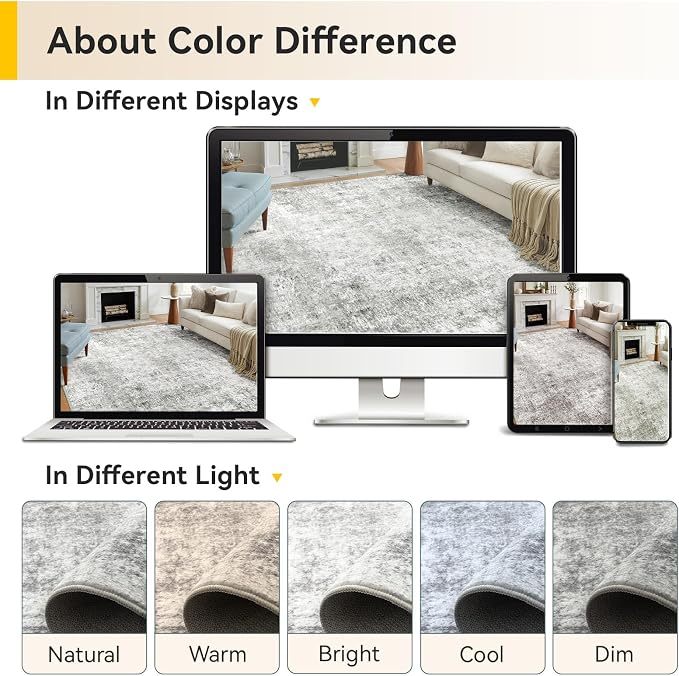RELEANY Washable Area Rugs 2'x6' Non-Slip Modern Abstract Soft - Image 9