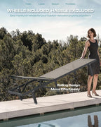 Outdoor Lounge Chairs Set of 2, Aluminum Pool Lounge Chairs - Image 3