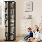 YOWOS Rotating Bookshelf Tower, 360° Display Spinning Bookcase, Bamboo - Image 7