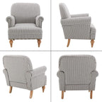 Black Striped Linen Fabric Accent Chair, Modern Farmhouse Upholstered Armchair - Image 9