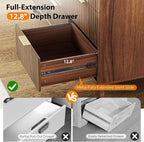 VINGLI Fluted Walnut Dresser 9 Drawer, Dark Wood Dresser Brown - Image 5