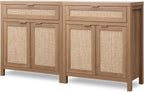 SICOTAS Sideboard Buffet Cabinet Set of 2, Rattan Credenza Storage Cabinet by SICOTAS