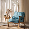 VINGLI Solid Wood Wide Armrests Accent Chair, Upholstered Mid Century Modern by VINGLI