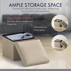 Ornavo Home Small Storage Ottoman Foldable Collapsible Cube Square Linen - Image 3