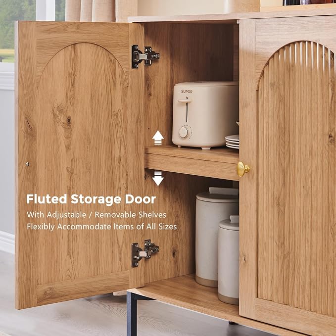IFBUY Modern Sideboard Buffet Cabinet, Wooden Modular Coffee Bar Cabinets - Image 5