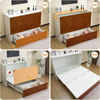 VINGLI Queen Murphy Bed with Storage Drawer, 2 Charging Station, Rustic & - Image 8